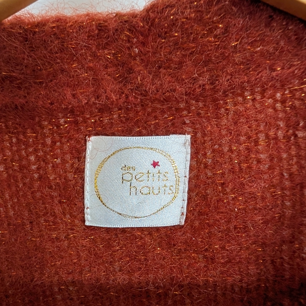 Women's Rust-Red V-Neck Fuzzy Button-Front Cardigan - Picture 4 of 8